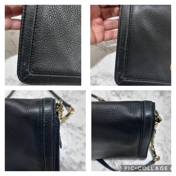 Tory Burch Landon Pebbled Leather Crossbody Wallet Bag Black 6"x8.5" Modern Chic - Picture 9 of 10